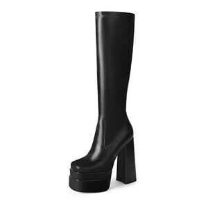 WETKISS Women's Platform Knee High Boots Size 11 In Black